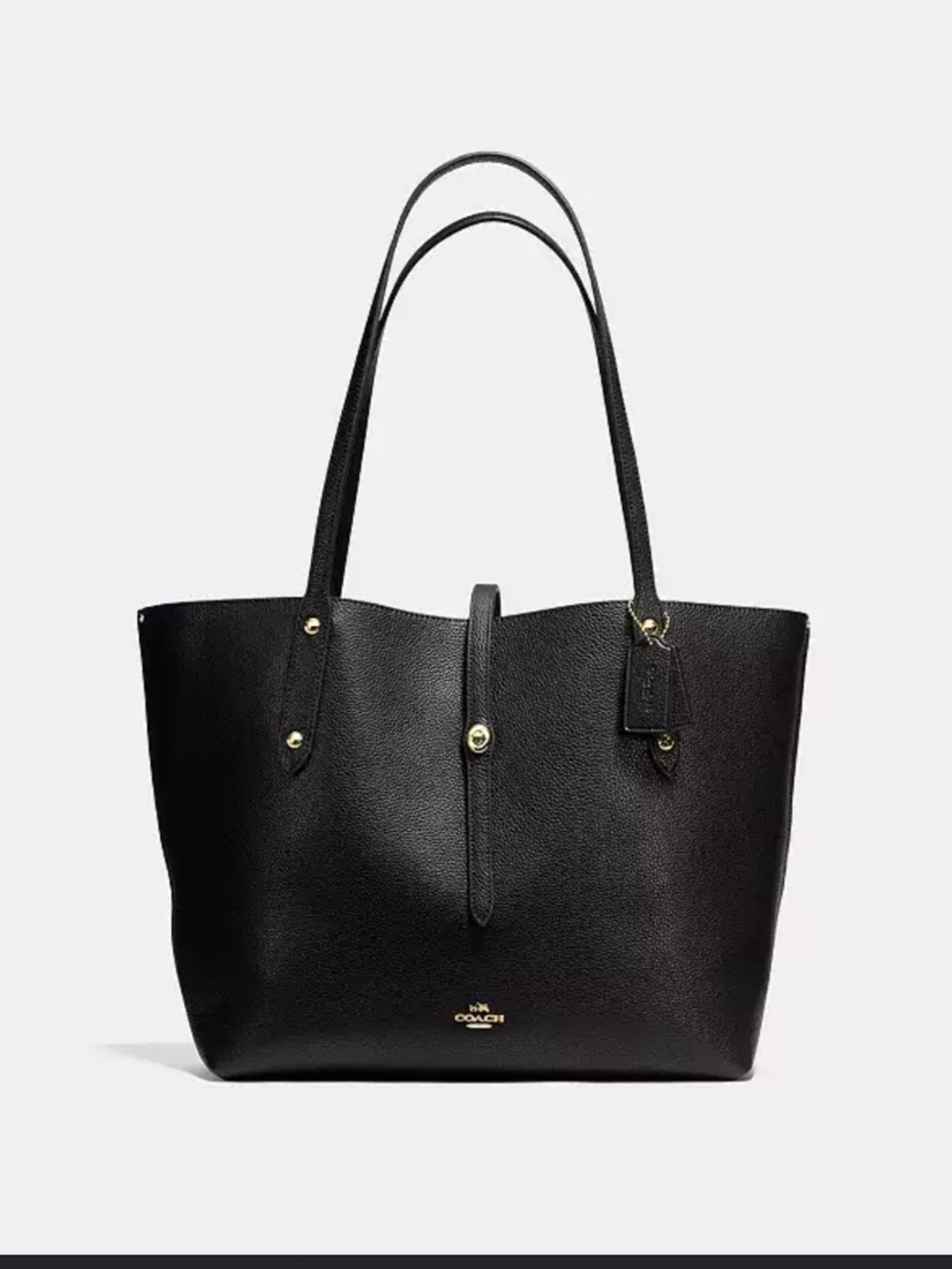 Coach Black Pebbled Leather Tote with Gold Accents